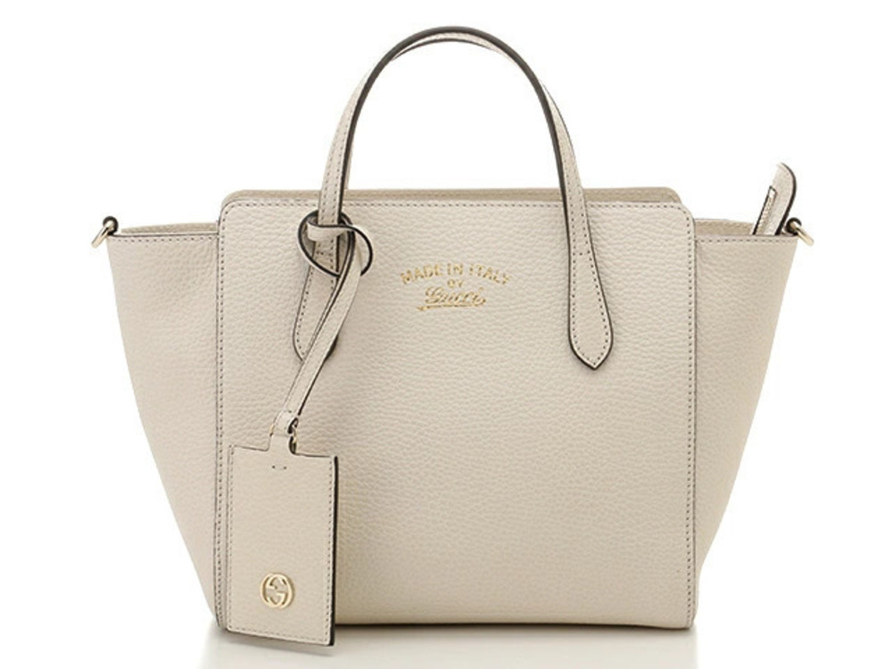 Gucci Bag Shoulder Embossed Calfskin Swing Ivory White